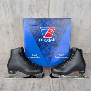 Reidell Model 55 Black Leather John Wilson Sheffield Figure Skates Blade Youth 4